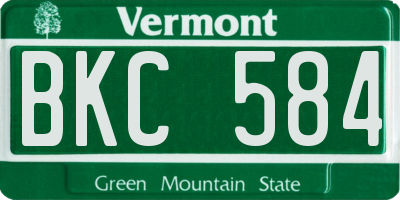 VT license plate BKC584