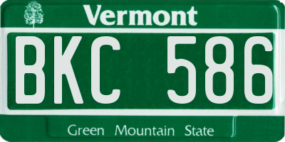 VT license plate BKC586