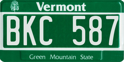 VT license plate BKC587