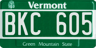 VT license plate BKC605