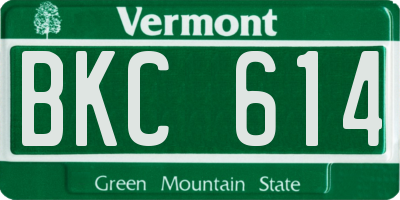VT license plate BKC614
