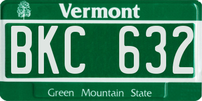 VT license plate BKC632