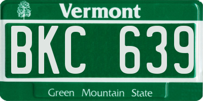 VT license plate BKC639