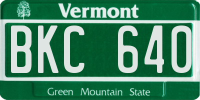 VT license plate BKC640