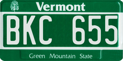VT license plate BKC655