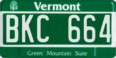 VT license plate BKC664