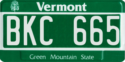 VT license plate BKC665