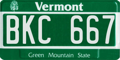VT license plate BKC667