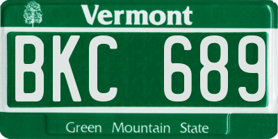 VT license plate BKC689