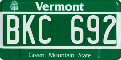 VT license plate BKC692