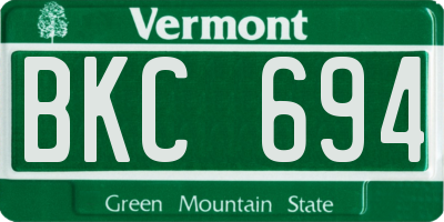 VT license plate BKC694