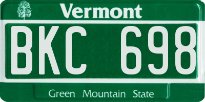 VT license plate BKC698