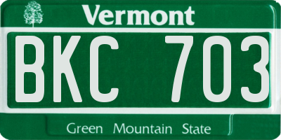 VT license plate BKC703