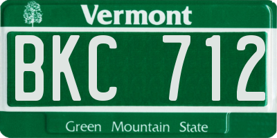 VT license plate BKC712