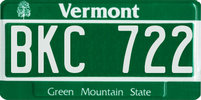 VT license plate BKC722