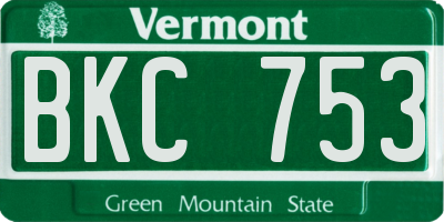 VT license plate BKC753