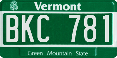 VT license plate BKC781