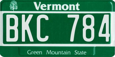 VT license plate BKC784