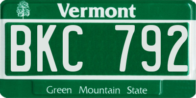 VT license plate BKC792
