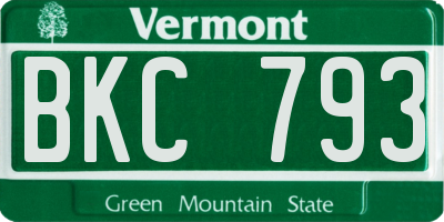 VT license plate BKC793