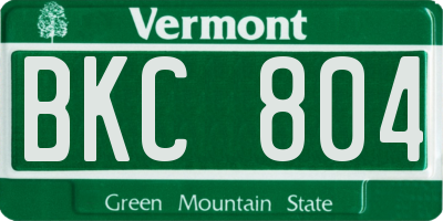VT license plate BKC804