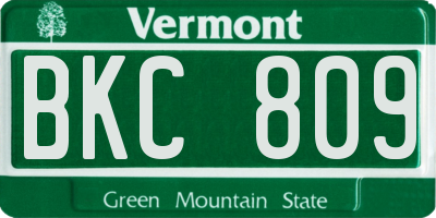 VT license plate BKC809