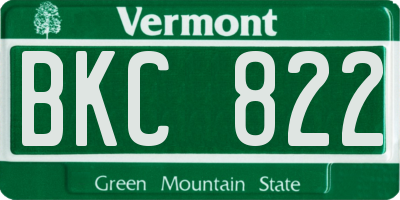 VT license plate BKC822