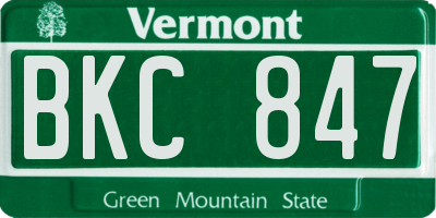 VT license plate BKC847