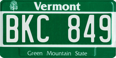 VT license plate BKC849