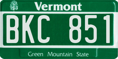 VT license plate BKC851