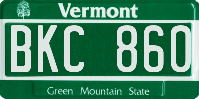 VT license plate BKC860