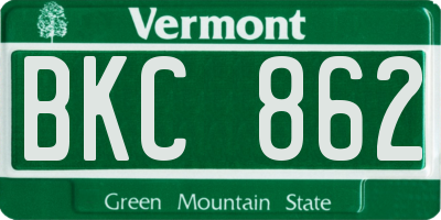 VT license plate BKC862