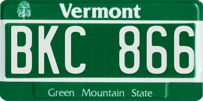 VT license plate BKC866