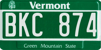 VT license plate BKC874