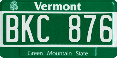 VT license plate BKC876