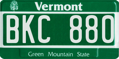 VT license plate BKC880