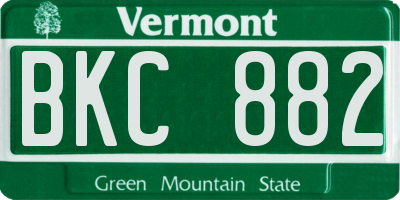 VT license plate BKC882