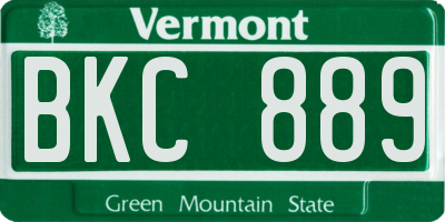 VT license plate BKC889