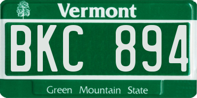 VT license plate BKC894