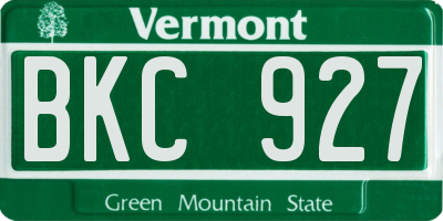 VT license plate BKC927