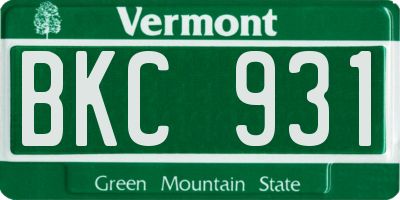VT license plate BKC931