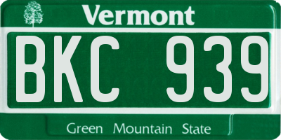 VT license plate BKC939