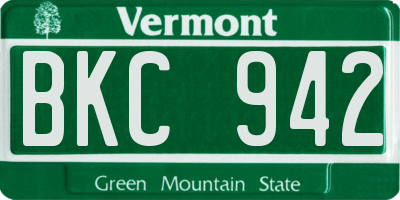 VT license plate BKC942