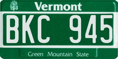 VT license plate BKC945
