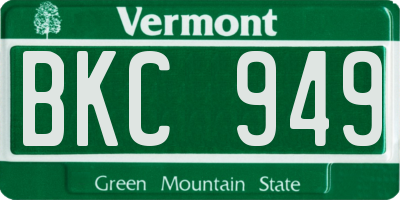 VT license plate BKC949