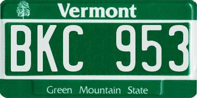 VT license plate BKC953