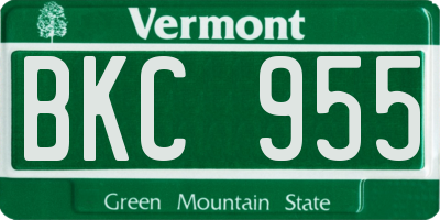 VT license plate BKC955