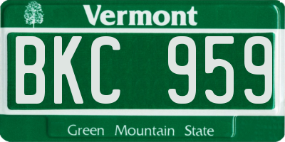 VT license plate BKC959