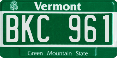 VT license plate BKC961