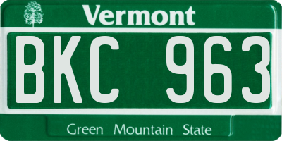 VT license plate BKC963